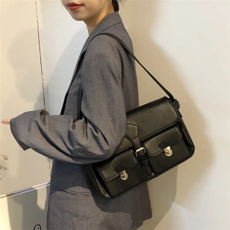 

Homemade Bag Women 2020 New Large-capacity College Style Retro Official Document One-shoulder Armpit Bag Women Purse and Handbag