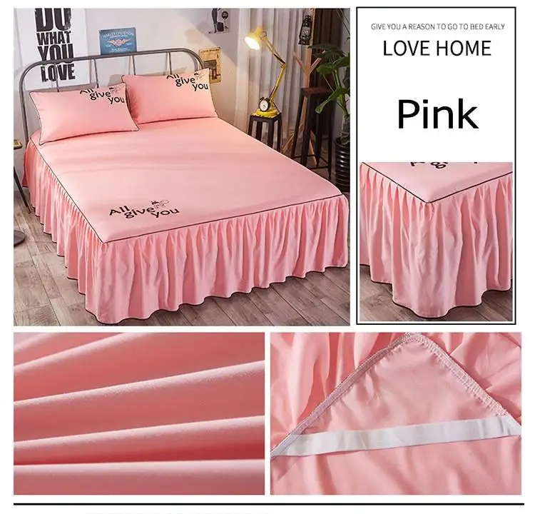 Однотонные простыни ST02 10 постельных принадлежностей с юбкой наматрасником | Дом