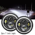 7-дюймовые круглые светодиодные фары H4 DRL, угловые фары с желтыми и белыми ангельскими глазами для Jeep Wrangler, Suzuki Samurai, Hummer