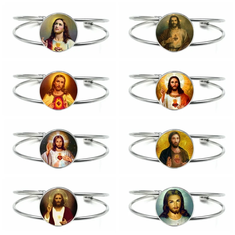 

Новинка 2021, популярный браслет из тибетского серебра с изображением христианского Иисуса верующего, для мужчин и женщин, очаровательные ук...