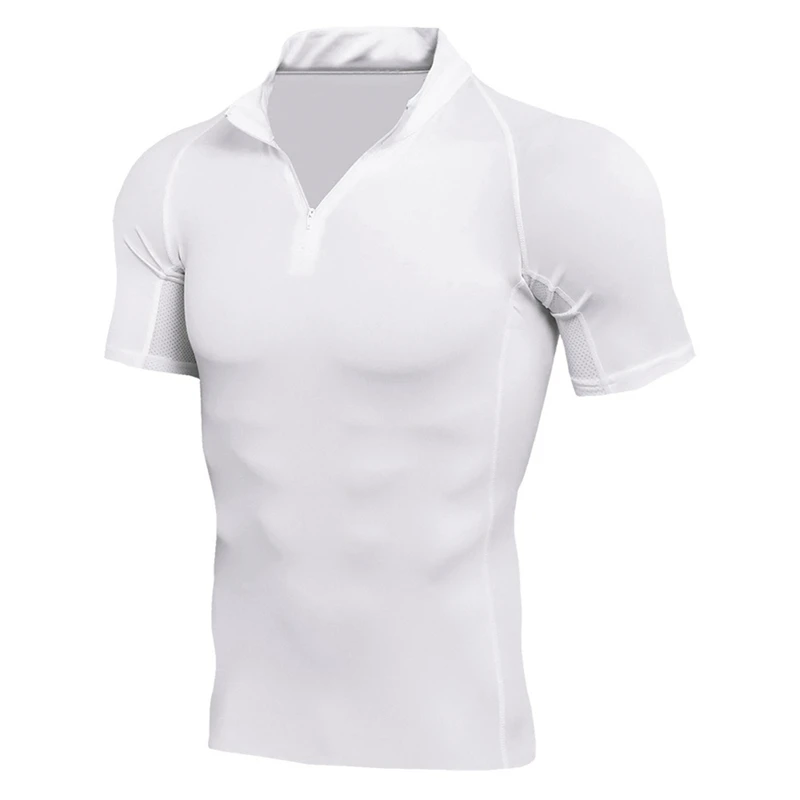 2019 Мужская футболка со стоячим воротником на молнии быстросохнущая Удобная