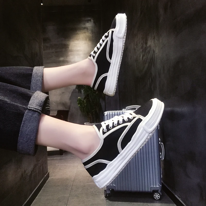 

Korean Shoes Casual Female Sneakers Round Toe Espadrilles For Women Shallow Mouth Mixed Colors All-Match 2021 Summer Breathable