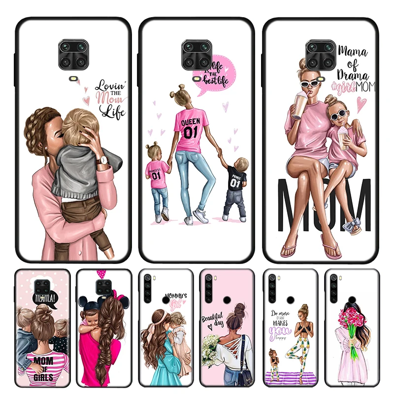 

Baby Mom Girl Hot Fashion Silicone Cover For Xiaomi Redmi Note 9 9A 9C 9S Pro Max 8T 8 7 6 5 Pro 5A 4X 4 Prime Phone Case