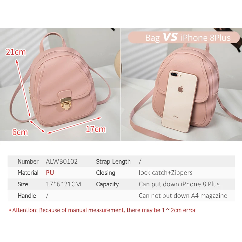 

Korean Style Girls' Backpack 2021 Fashion Multi-Function Small Back Pack Women Shoulder Hand Bags Female Bagpack School Bag Pack