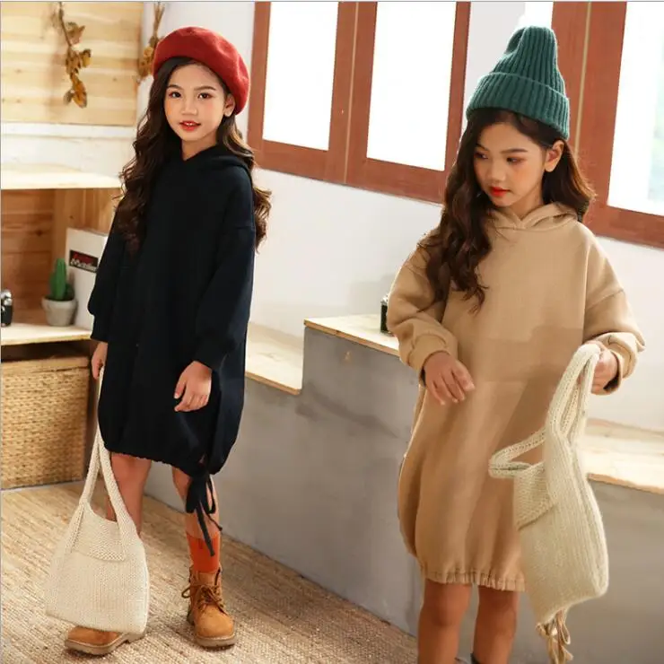 Эксклюзивное платье с капюшоном для девочек новинка 2019 модное бархатное