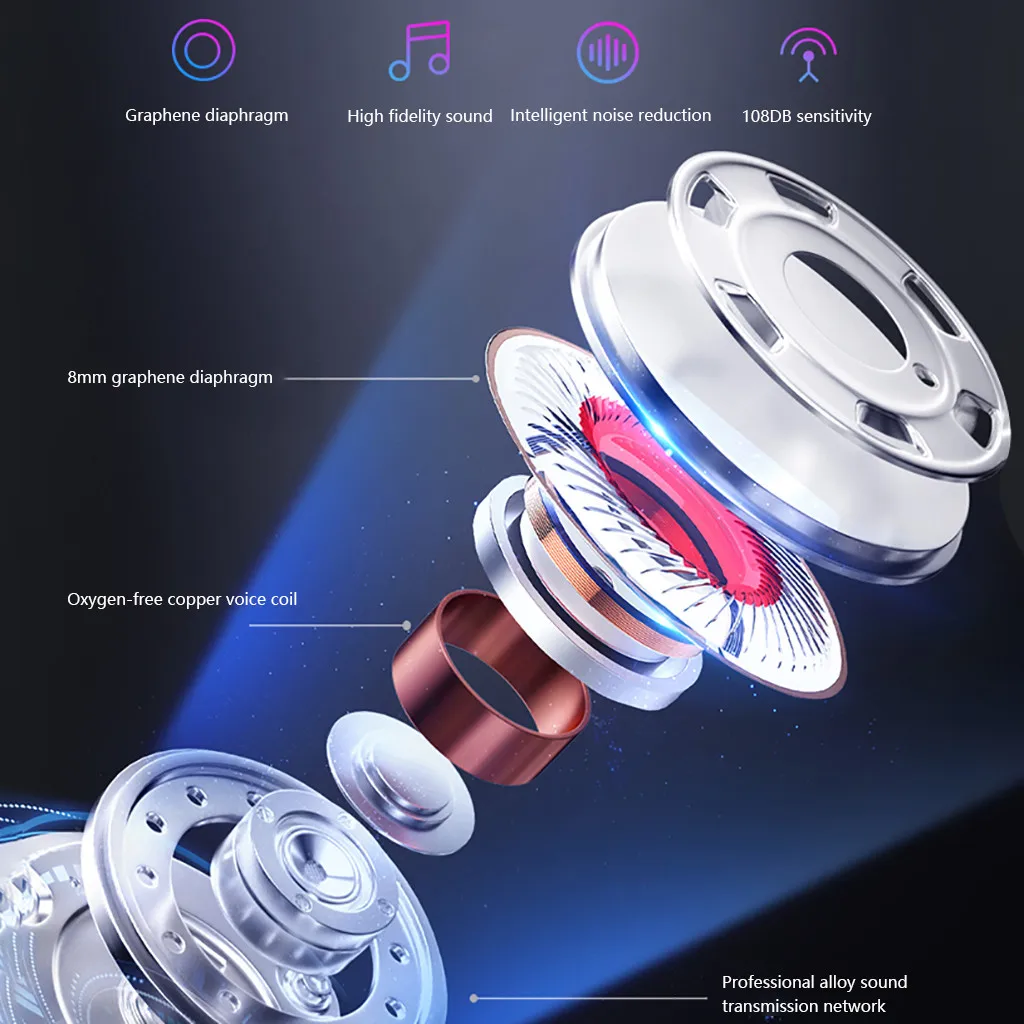 Bluetooth Earphone Wireless 5.0 Waterproof Earbuds Touch-Headset Sports Headset For Phone | Электроника