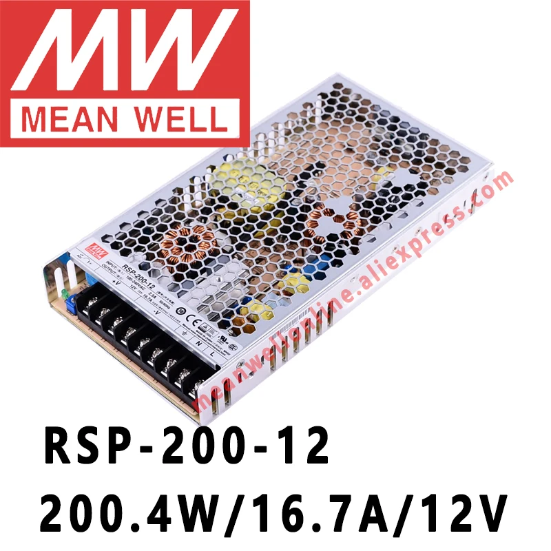 Mean Well RSP 200 12 meanwell 12VDC/16.7A/200W одиночный выход с функцией PFC источник питания Интернет