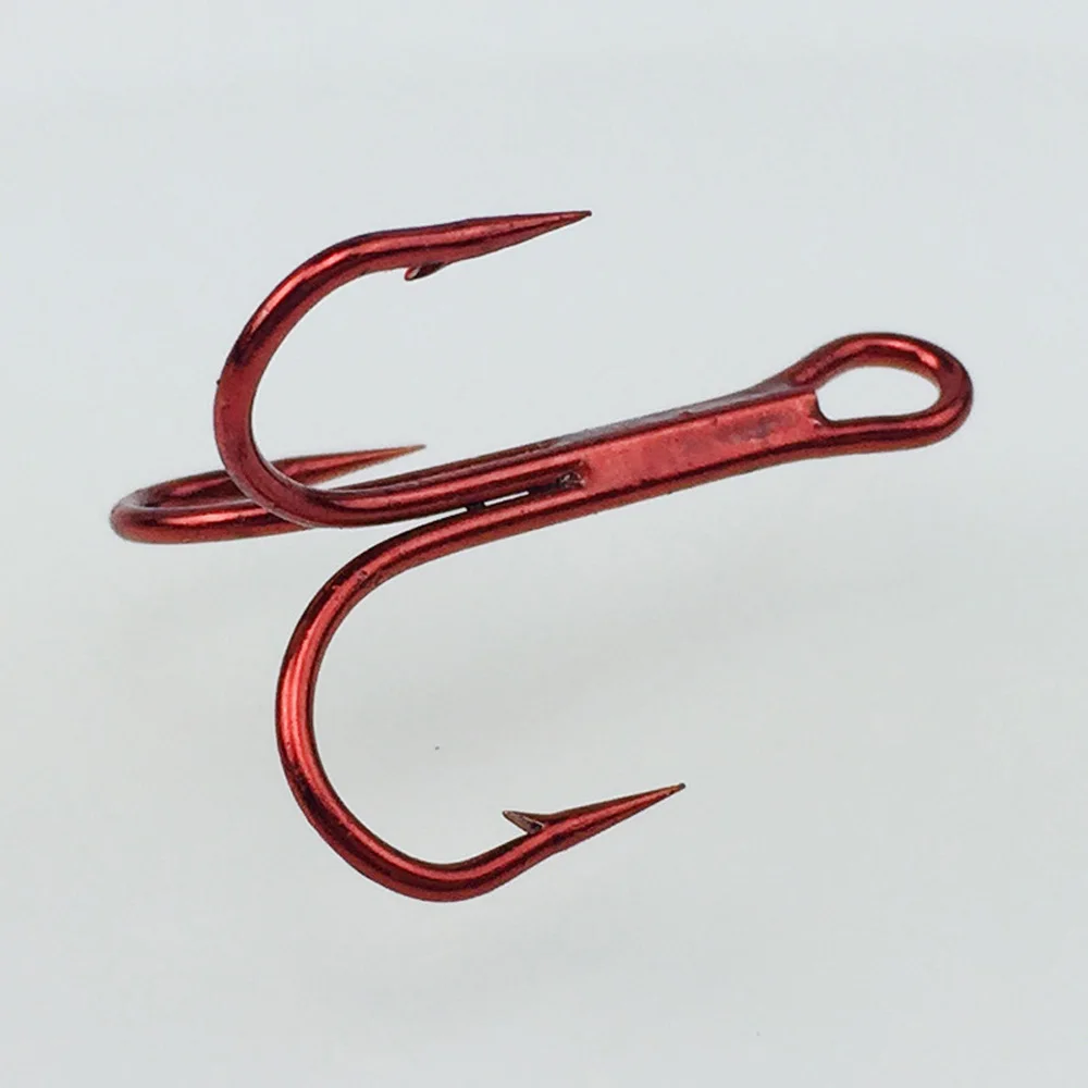 10 шт./лот тройной Якорный крючок из красного никеля рыболовные снасти 3/0 14 # острые