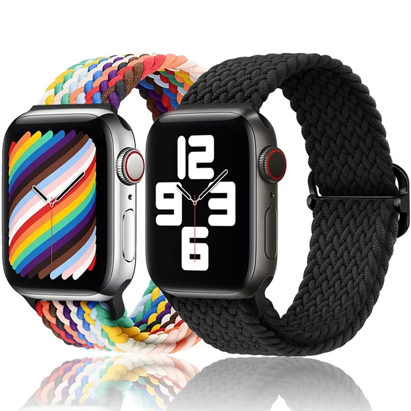 

Braided Solo Loop For Apple watch band 44mm 40mm 45mm/41mm 38mm 42mm Nylon Adjustable Elastic bracelet iWatch 3 4 5 se 6 7 strap