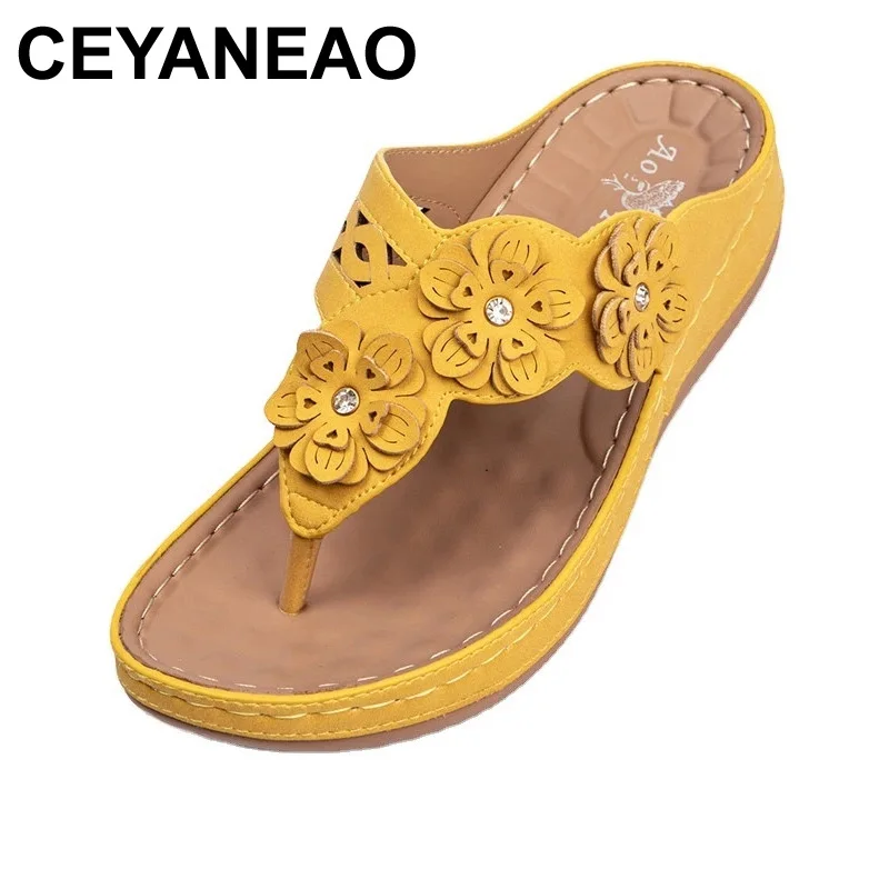 

CEYANEAO Sandals Women Comfy Roman Retro Women's Wedge Sandals Low Heels Beach Shoes Sandalia
