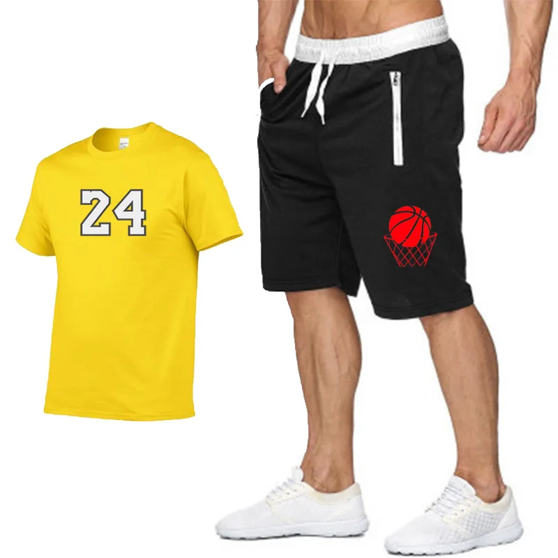 

021 brand T-shirt men's 24 sports pants cotton pants men's summer T-shirt + shorts suit casual men's sportswear