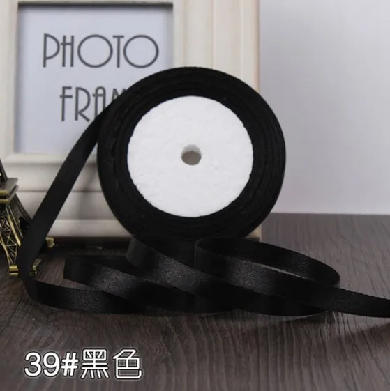 No 39 black 6 мм 1 см 1,5 см 2 см 2,5 см 4 5 см атласными лентами DIY искусственный шелк розы Ремесла поставок швейной фурнитуры Скрапбукинг Материал - Цвет: No 39 black