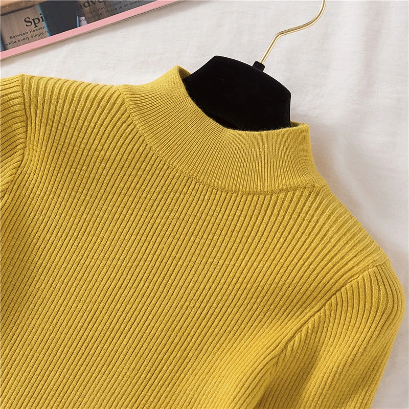 Женский вязаный свитер мягкий Однотонный с высоким воротником Модный женский