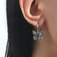 vintage 90s butterfly hoop earrings trendy cool hip hop animal earrings