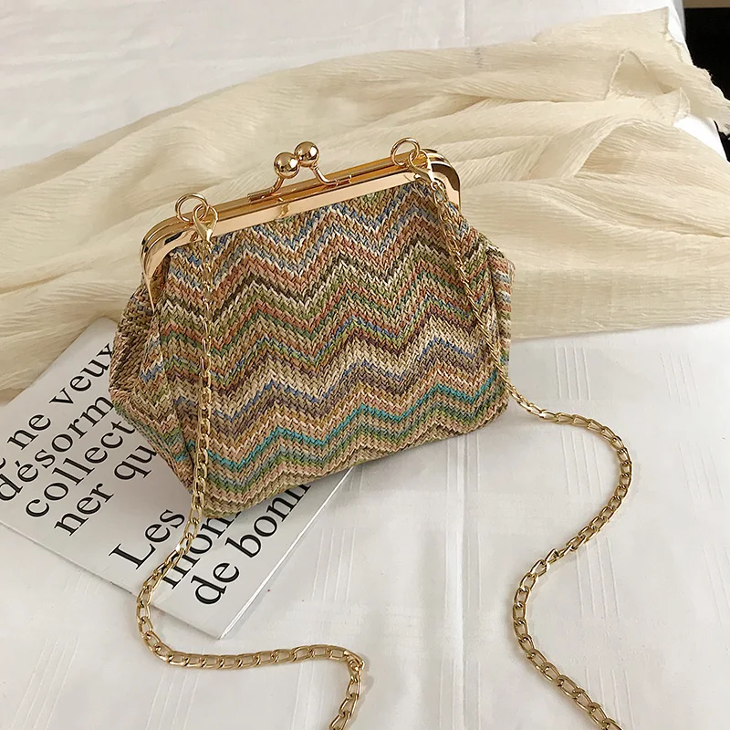 Женская богемная тканая сумка модная женская Соломенная Сумка плетеная из