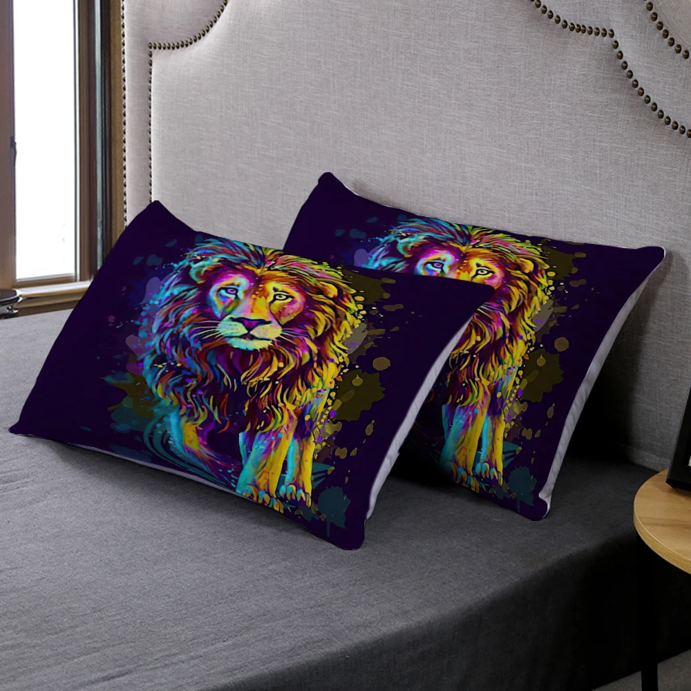 

3D Print Jungle Wild Animals Pillowcase Lion Leopard Customize Pillow Covers Bedroom Decor Comfortable 2pcs Pillow Cover