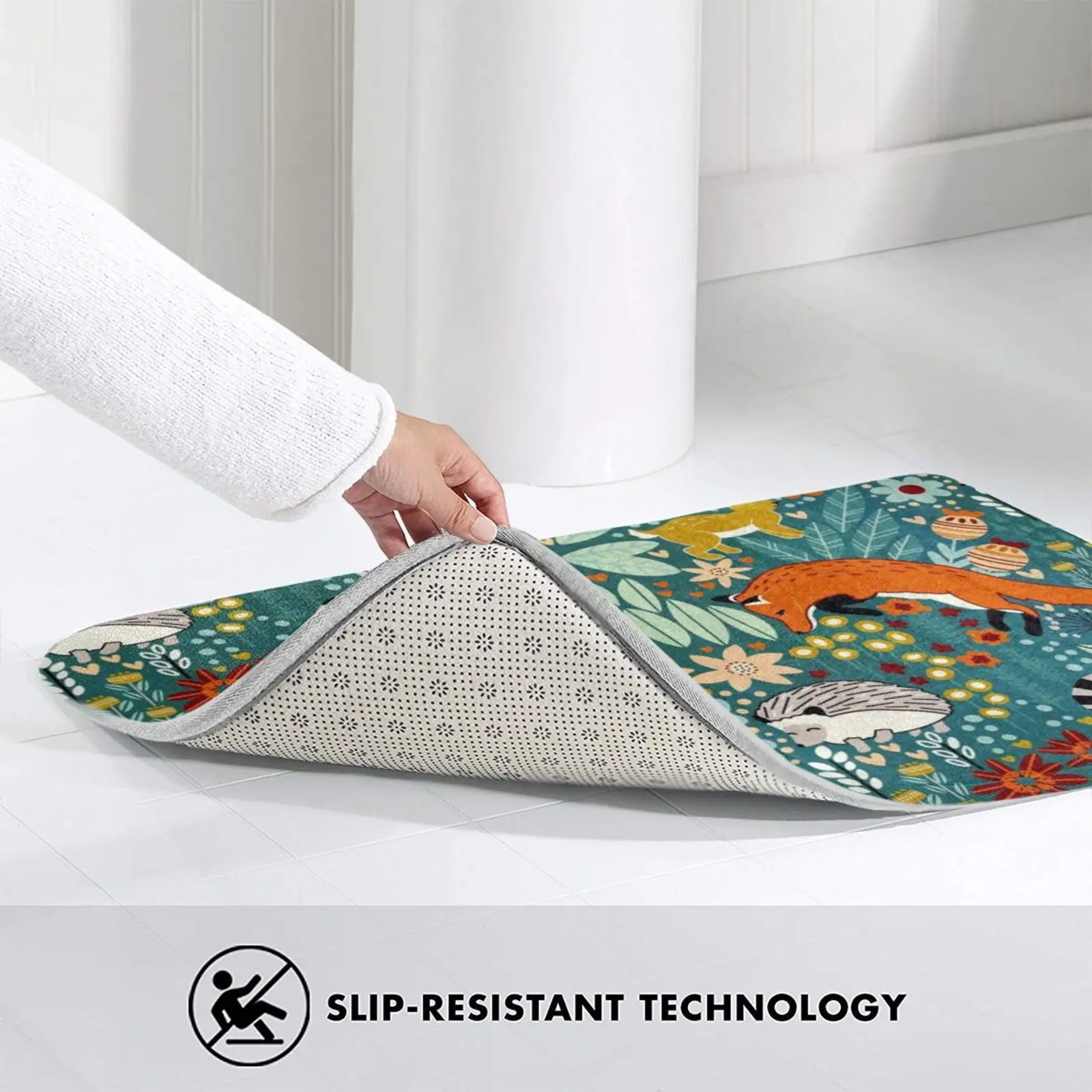 Текстурированный коврик с рисунком леса нескользящий для входной двери в