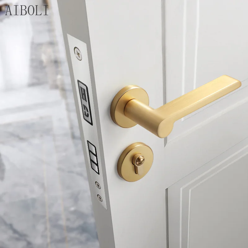 Современный скандинавский дверной замок из матового золота для спальни