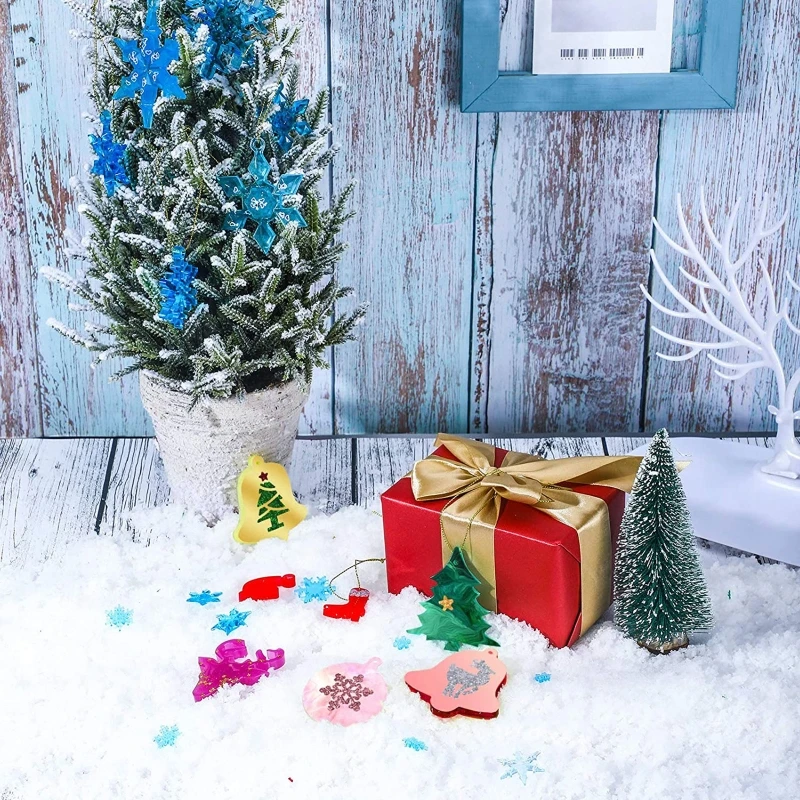 

25Pcs Christmas Theme Silicone Resin Casting Mold Kit Epoxy Resin Pendant Mold with Hanging Hole, Including Snowflake