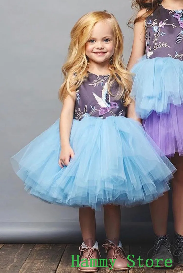 

Pink High Low Ruffles Pageant Dresses For Girls Real Picture Tiered Tulle Kids Flower Girl Dress Birthday Party Gown