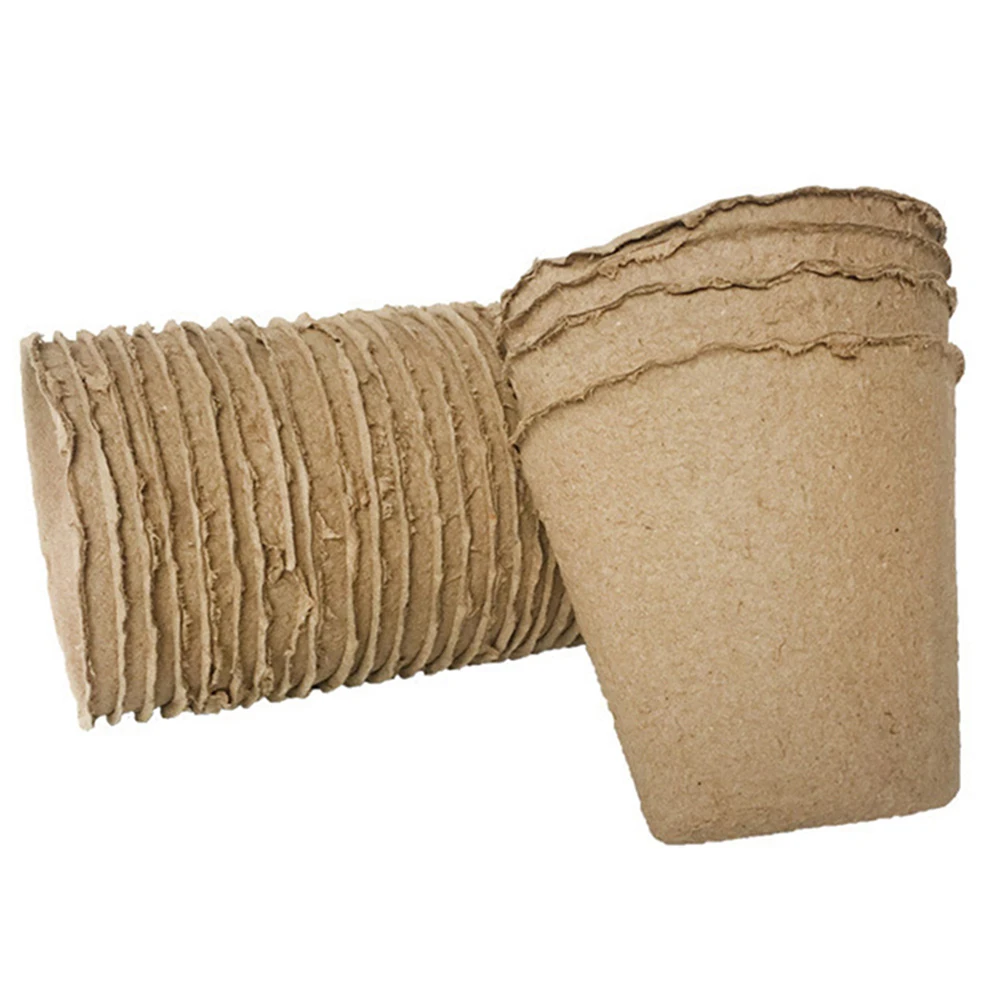 

NEW 50/100pcs Round Biodegradable Paper Pulp Peat Pot 8x8cm Plant Nursery Cup Garden