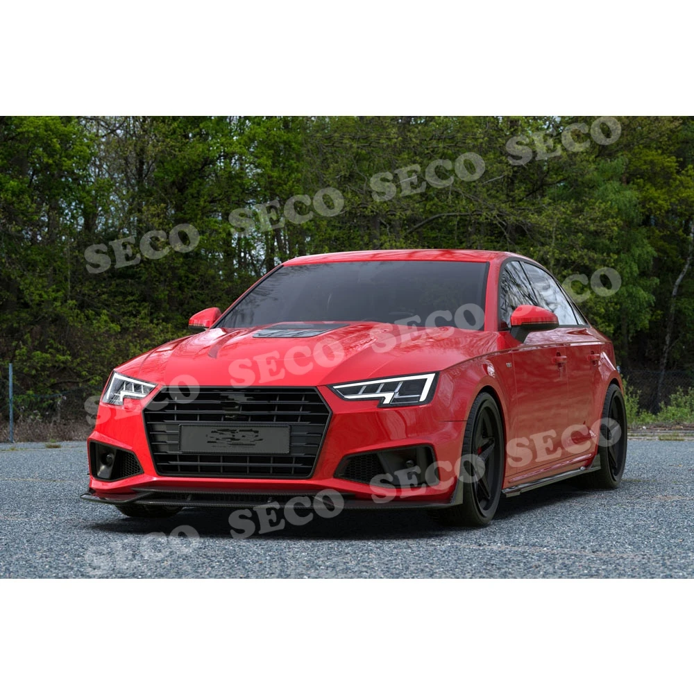 Для Audi A4 S4 B9 сухой комплект кузова из углеродного волокна передняя губа Лопата боковые юбки задний багажник спойлер задний бампер диффузор автомобильный Стайлинг
