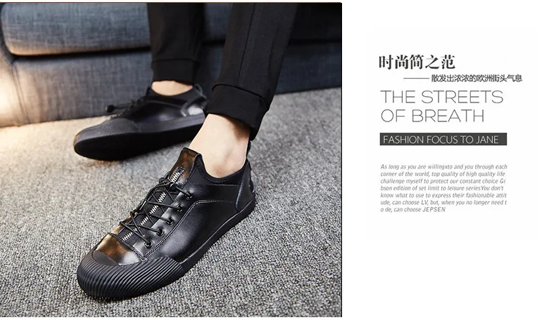 New Men's Leather Casual Shoes Men's British Style Designer Shoes Elastic Band Moccasins Men Loafers Sneakers Black Silver