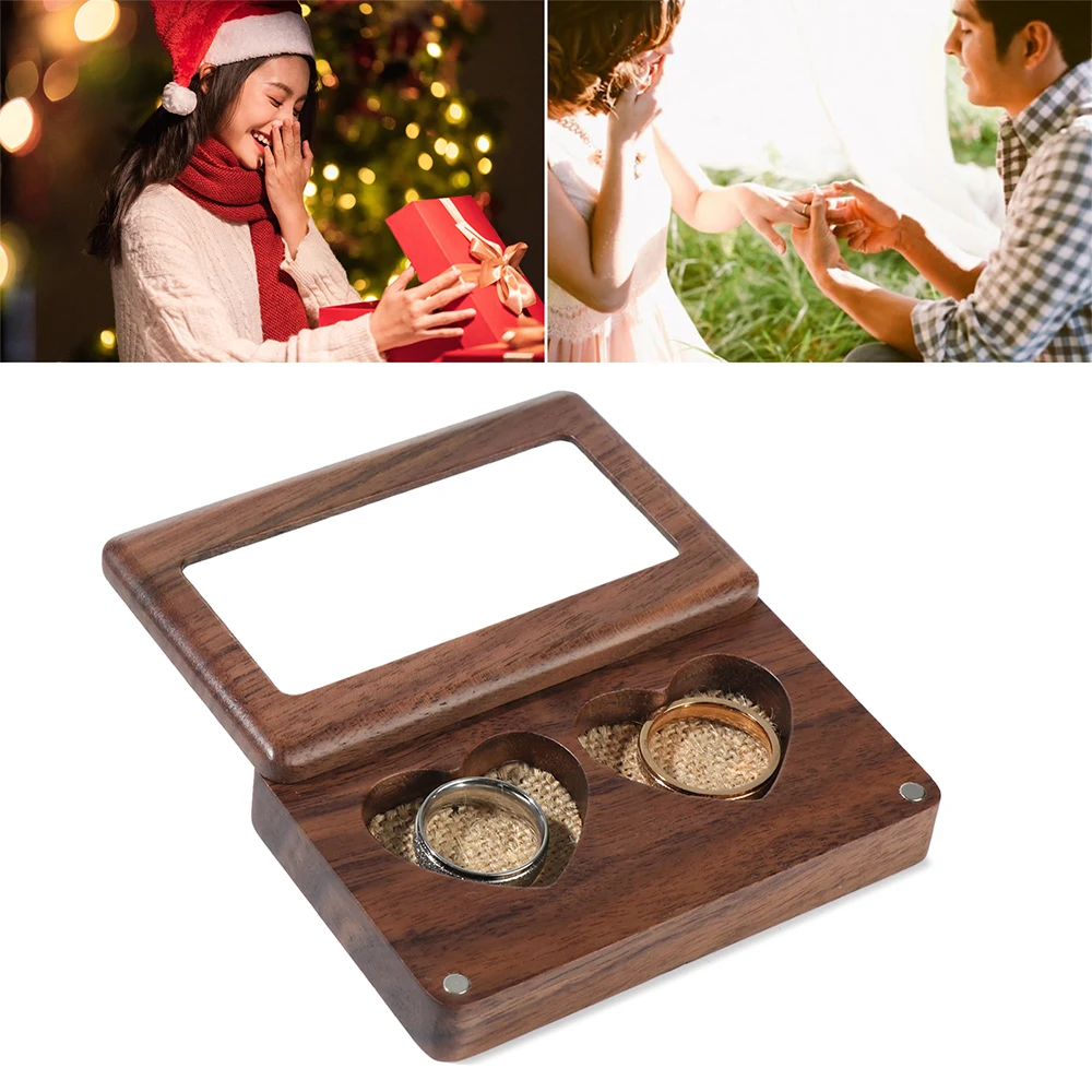 

Women Wooden Ring Bearer Pillow Creative Heart Box Ring Case For Ceremony Wedding Ring Box Ring Holder