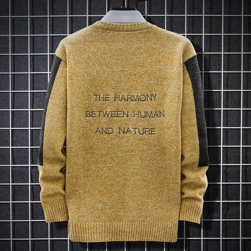 

SingleRoad Mens Knitted Sweater Men 2020 Winter Patchwork Sweaters Pullover Jumper Harajuku Korean Casual Green Sweater Men