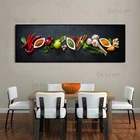 Настенная картина в кухонном стиле, постеры для овощей и приправ на стол, картины на холсте, продукты для готовки, ингредиенты, холст