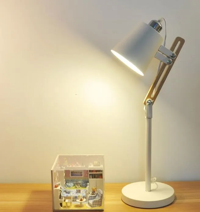 Новый тип топ продаж Настольная Лампа Белая Скандинавская Гибкая деревянная