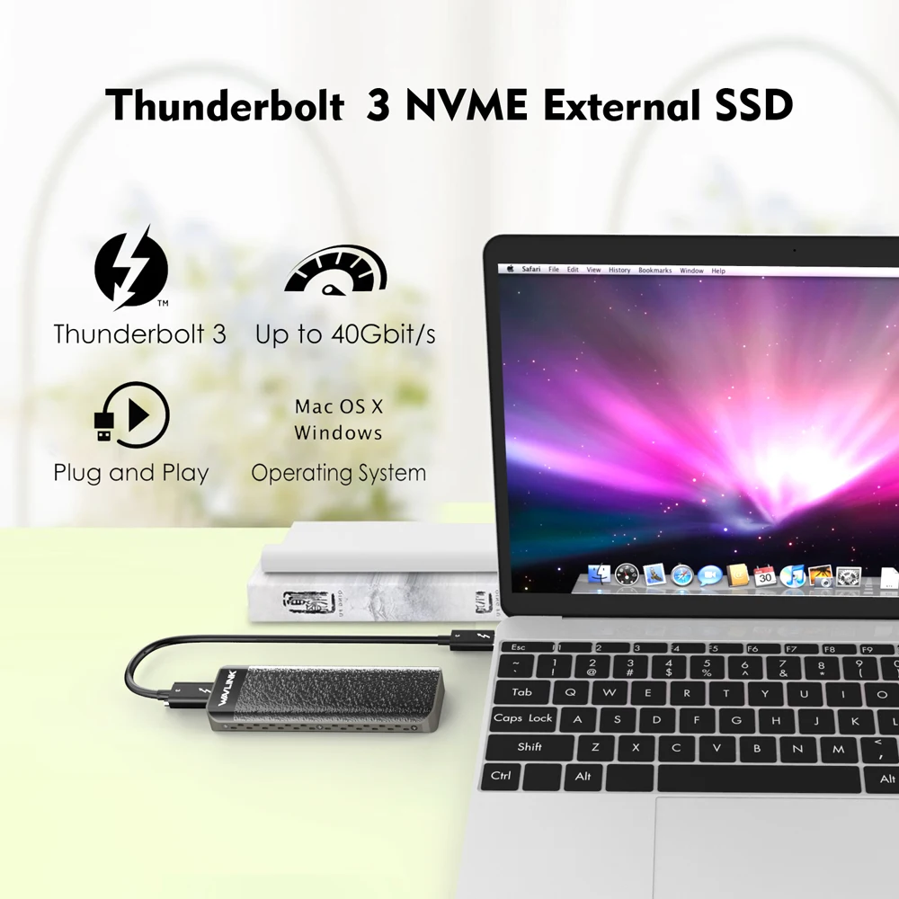 Intel Сертифицированный Thunderbolt™3 NVME внешний SSD usb type-C 40 Гбит/с отличное рассеивание для microsoft Windows& Mac OS Wavlink