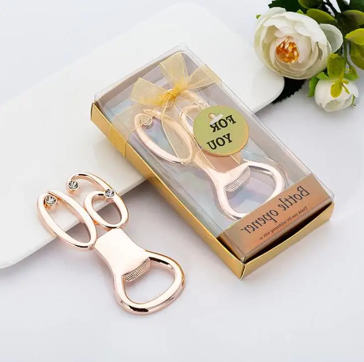 

100PCS/LOT Wedding Aniversary Party Souvenirs Guests 60th Birthday Gifts Gold 60 Beer Bottle Opener Wholesale