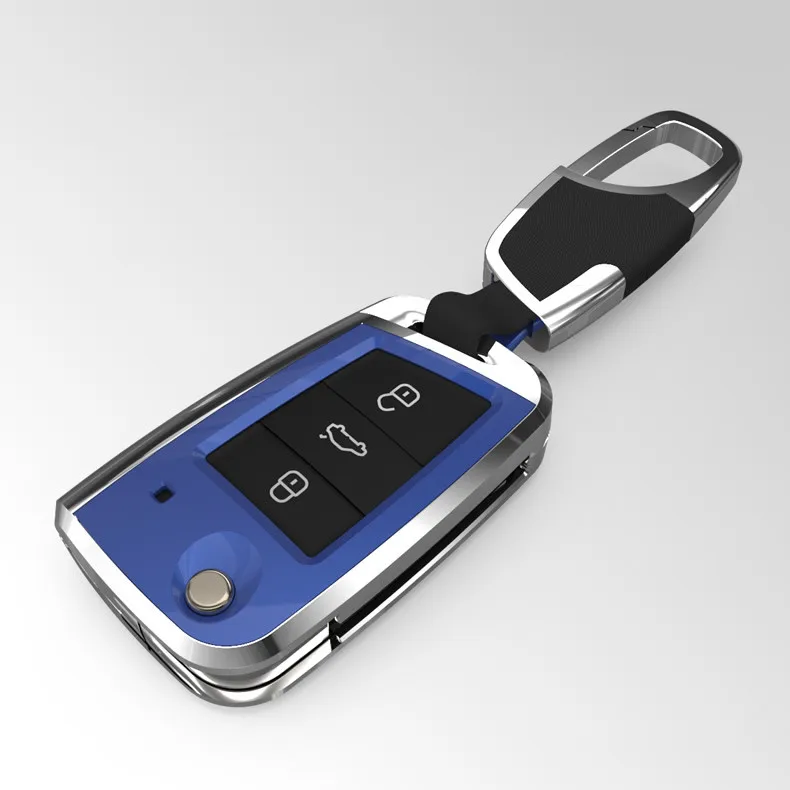 Blue-metal buckle Автомобильный чехол для ключей защитный чехол для ключей брелок держатель для Volkswagen Lavida Plus Tiguan Bora L Touran L Golf автомобильные аксессуары - Название цвета: Blue-metal buckle