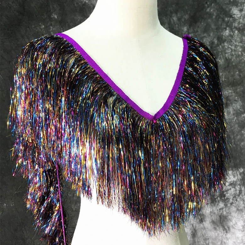 Кружевной ремень с лазерной бахромой 20 см золотистый серебристый черный | Дом и