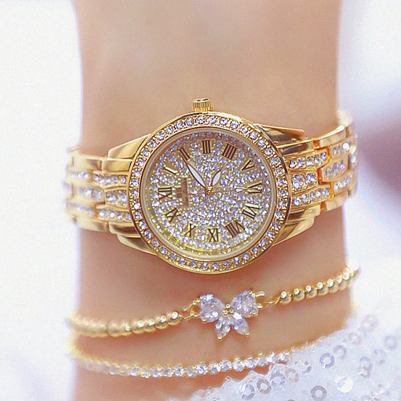 

Лидирующий бренд для женщин браслет часы полностью из стали Стразы кварцевые наручные часы Роскошные брендовые Модные женские кварцевые ч...