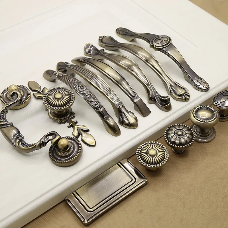 Античная ручка Бронзовый европейский шкаф гардероб дверь ящик Классическая