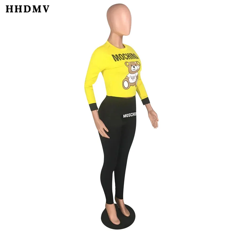 HHDMV/ г., eduction of age, топ с длинными рукавами и круглым вырезом, с героями мультфильмов, эластичные длинные штаны повседневные стильные комплекты из двух предметов с надписями
