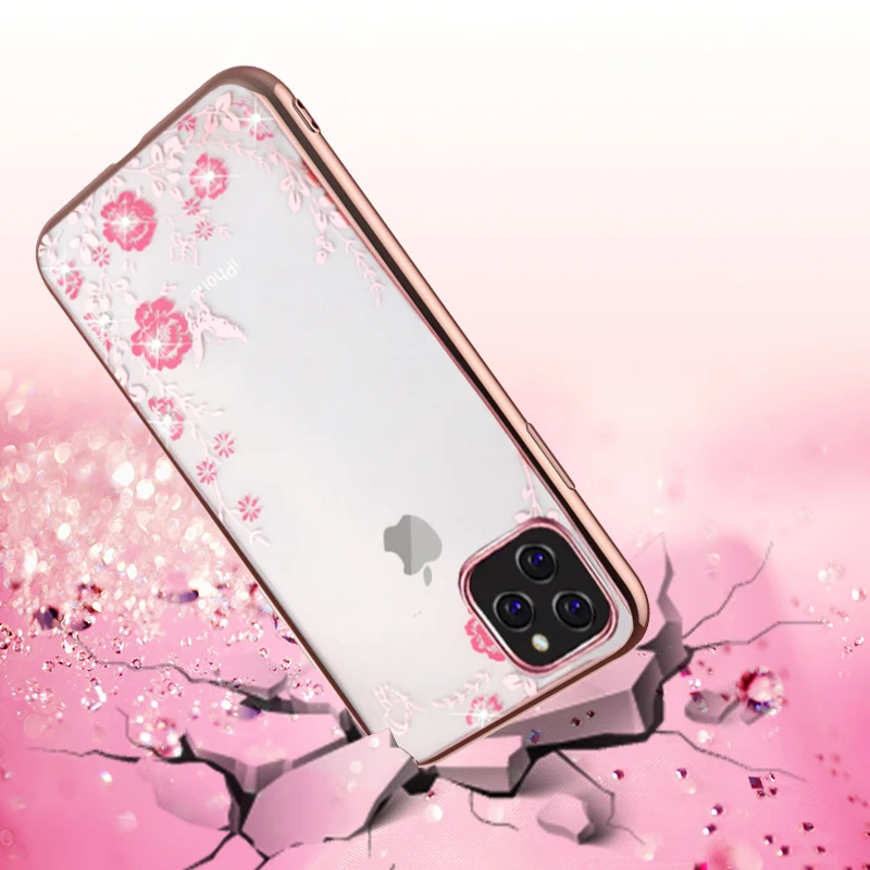 Блестящий Алмазный цветок чехол для iPhone 11 Pro Max Xs XR X 7 8 плюс 6 6s телефона iphone11 2019