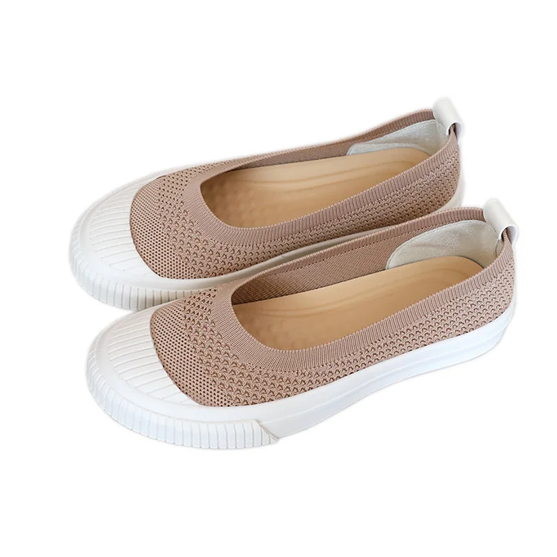 

SANDRA JRR Knitted Sneakers Women Casual Flat Heel Round Toe Slip On Loafers Summer Autumn Flats Shoes