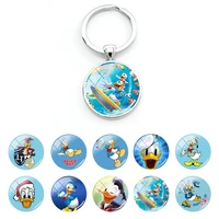 disney funny donald dasiy duck anime car bag keyrings pendant for key chain glass cabochon keychains for men women gifts dsy958