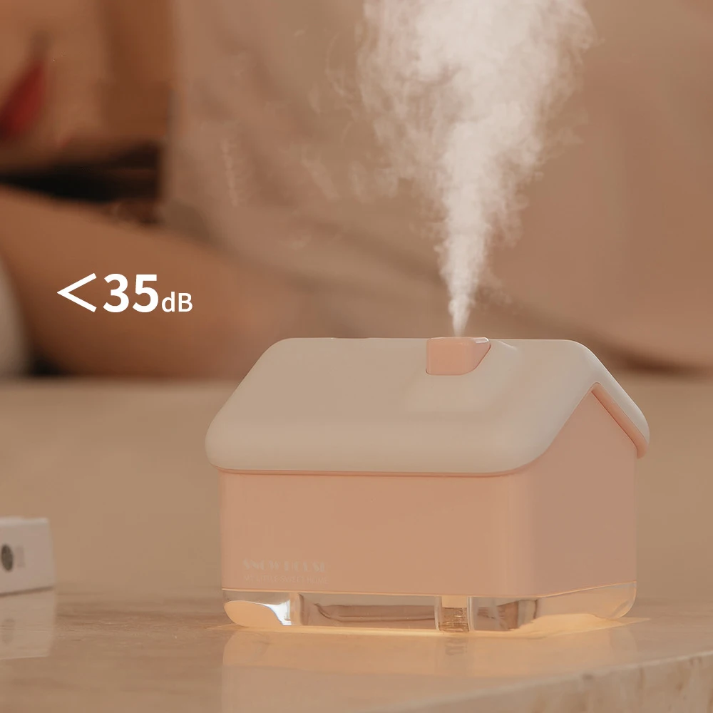 300ML USB Air Humidifier Desktop Purifier Snow House Diffuser Aromatherapy Mist Maker With Lamp Lights For Christmas Home Office on - 300 мл USB-освежитель воздуха для настольного использования снежного домика с диффузором, увлажнителем и ароматерапией, с