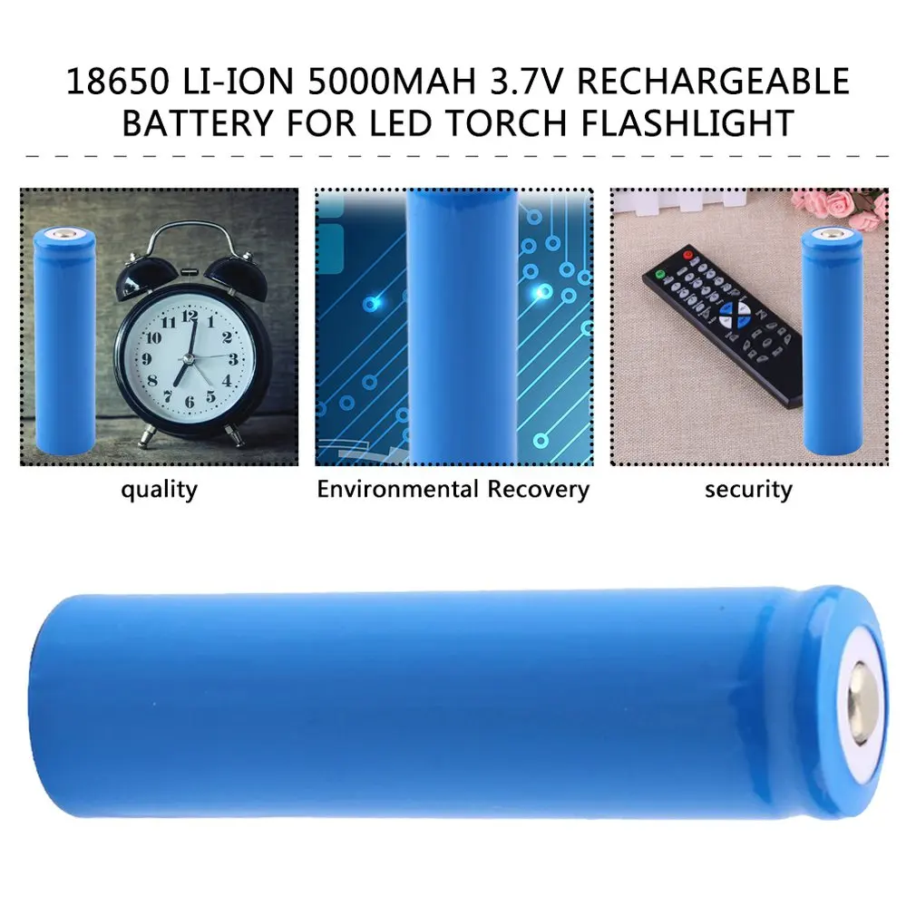 Долговечная перезаряжаемая батарея 18650 5000mAh 3 7 V литий-ионный аккумулятор для