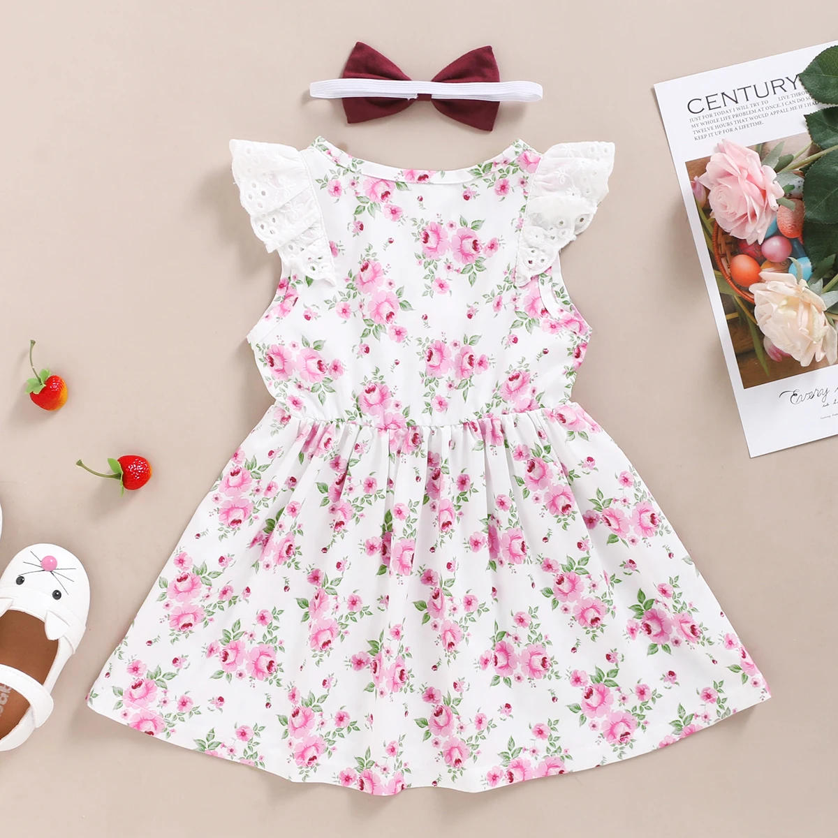 Летнее платье для маленьких девочек 1-5 лет хлопковое кружевное без рукавов с