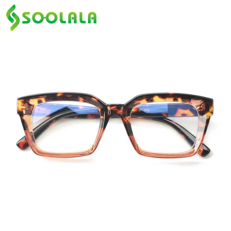 Очки для чтения SOOLALA с защитой от синего света мужчин и женщин квадратные