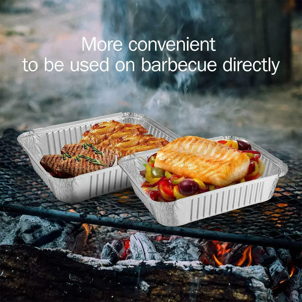 

10 Pcs Aluminum Foil Pans Trays Deep Steam Table Pans Freezer Grill Food Containers for BBQ Roasting Baking
