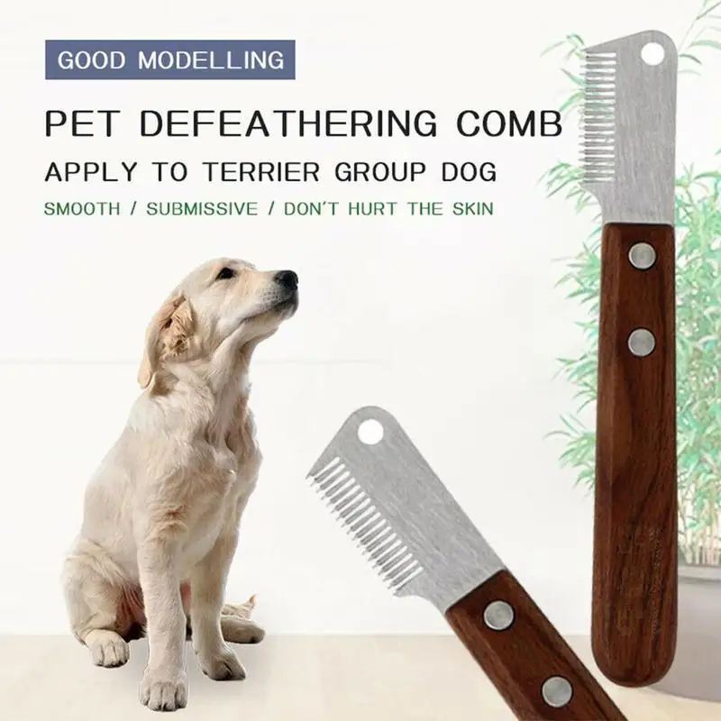 

Professional Dog Comb Steel Wooden Handle Stripping Knife Pet Hair Remover Grooming Tools Undercoat Brushes