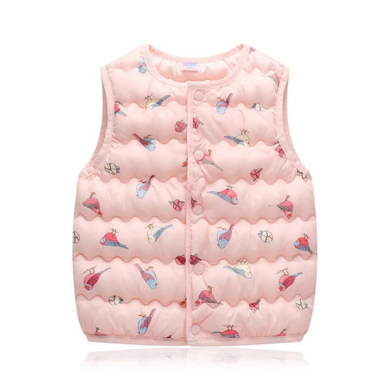 pink bird CROAL CHERIE/милый жилет для малышей с птицами детский жилет для мальчиков и девочек зимняя куртка осенне-зимние жилеты для мальчиков, верхняя одежда для малышей, пальто - Цвет: pink bird