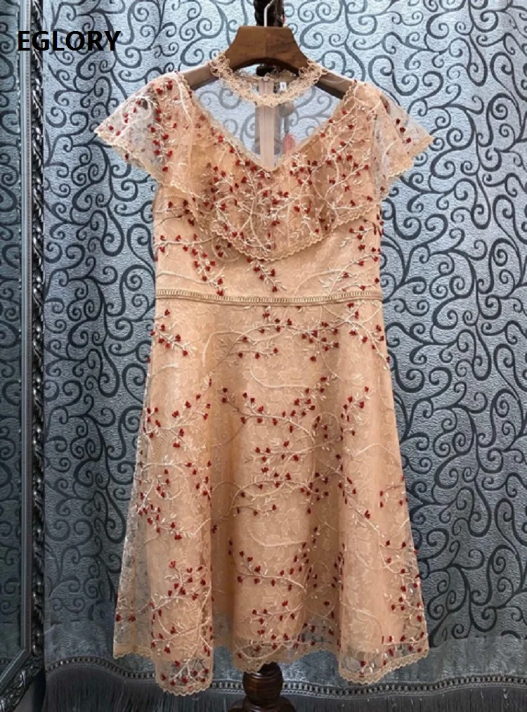 

Top Quality New 2020 Summer Dress Women Allover Luxurious Embroidery Sexy Tulle Mesh Patchwork Ruffle Sexy Sleeveless Dress Chic