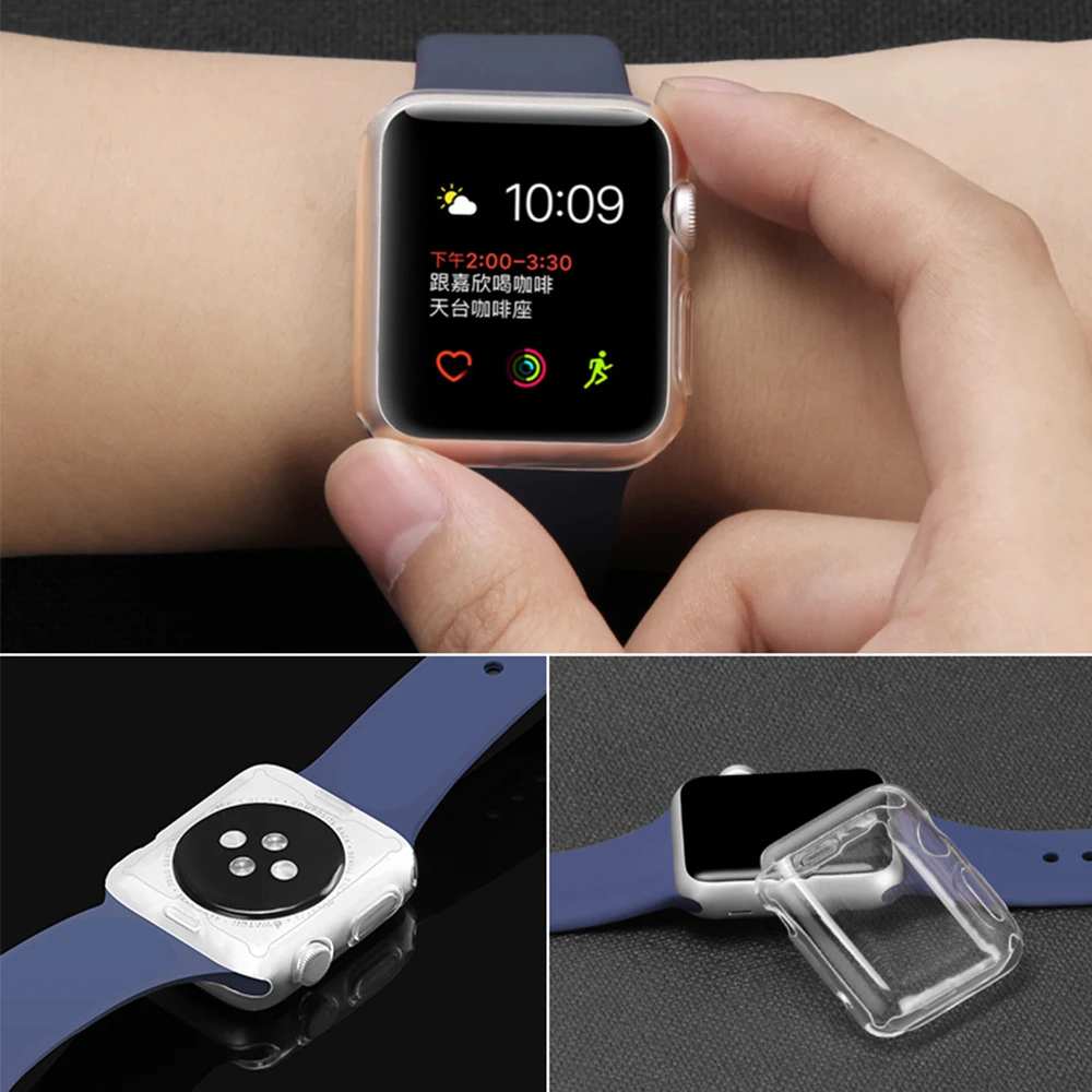 Чехол для apple watch 6 Группа 44 мм 40 iwatch версия 3 42 Силиконовая защита экрана чехол
